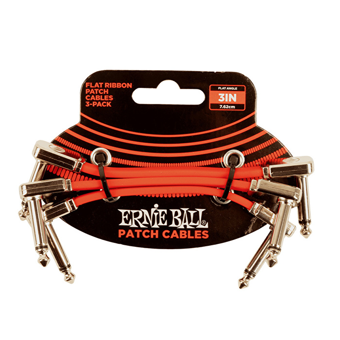 ERNIE BALL 3 Flat Ribbon 7,6cm(3 inç) 3lü Paket Kırmızı Pedal Ara Kablo